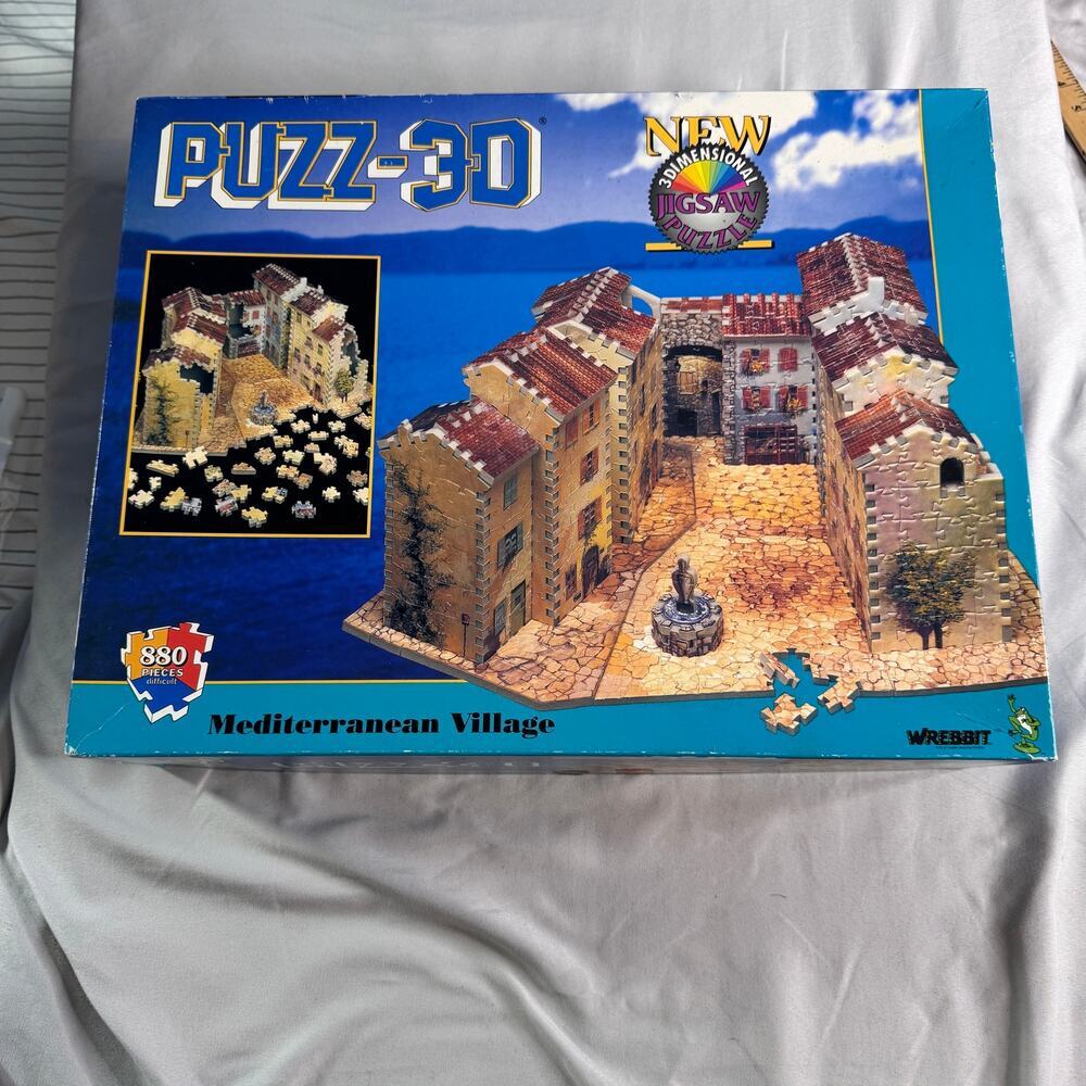 Wrebbit Puzz-3D Mediterranean Village 880 Piece 3D Jigsaw Puzzle Vintage